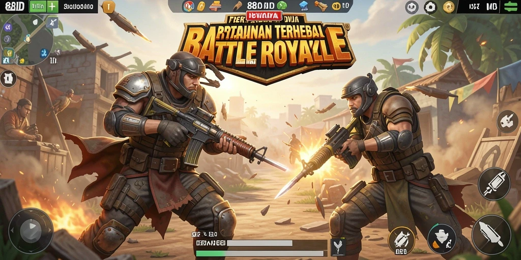 Gameplay seru Battle Royale dengan grafis memukau.