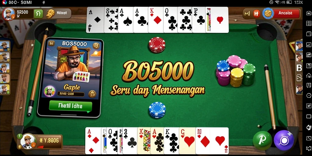Tampilan gameplay Gaple yang seru di BOS5000.