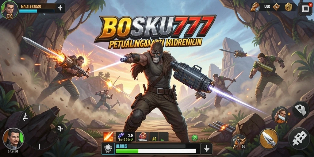 Screenshot gameplay BOSKU777 menampilkan pertarungan yang intens dan seru.