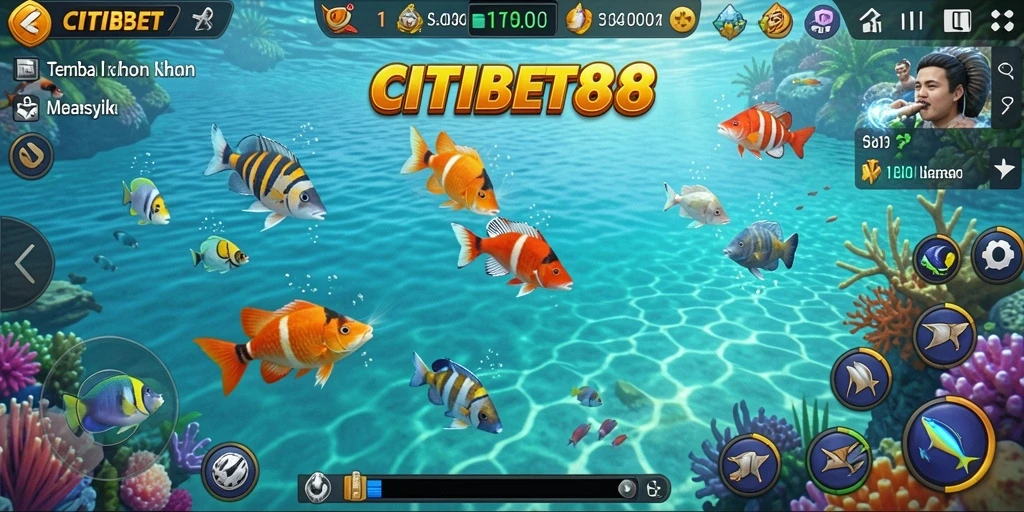 Screenshot gameplay CITIBET88 menampilkan aksi menembak ikan yang seru.