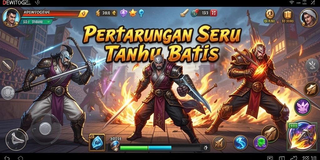 Gameplay seru DEWITOGEL dengan karakter bertarung.