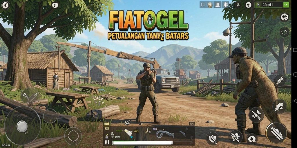 Screenshot gameplay FIATOGEL yang menunjukkan dunia terbuka yang luas dan interaktif.
