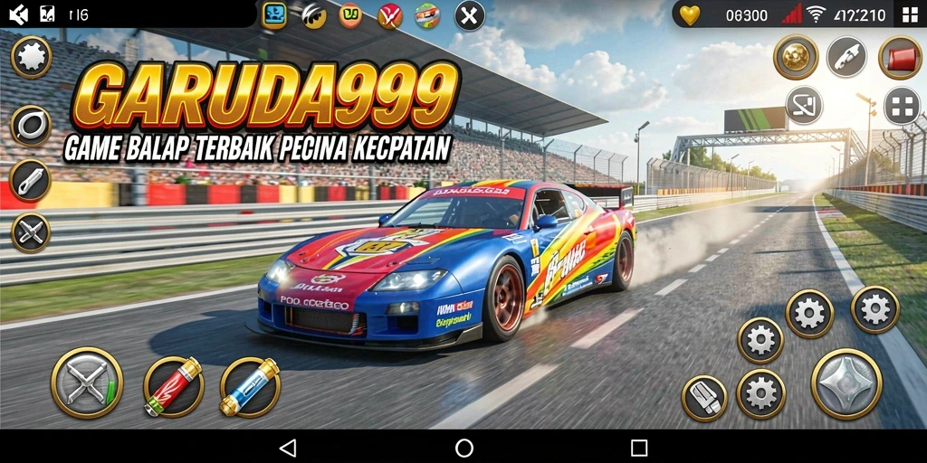 Tampilan gameplay GARUDA999 menunjukkan adrenalin tinggi balapan mobil.