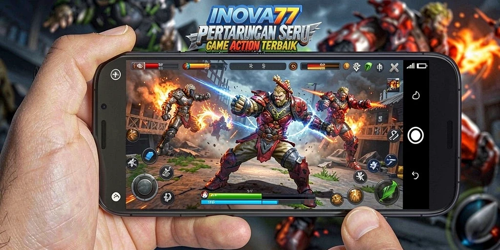 Tampilan aksi mendebarkan dalam gameplay INOVA77.