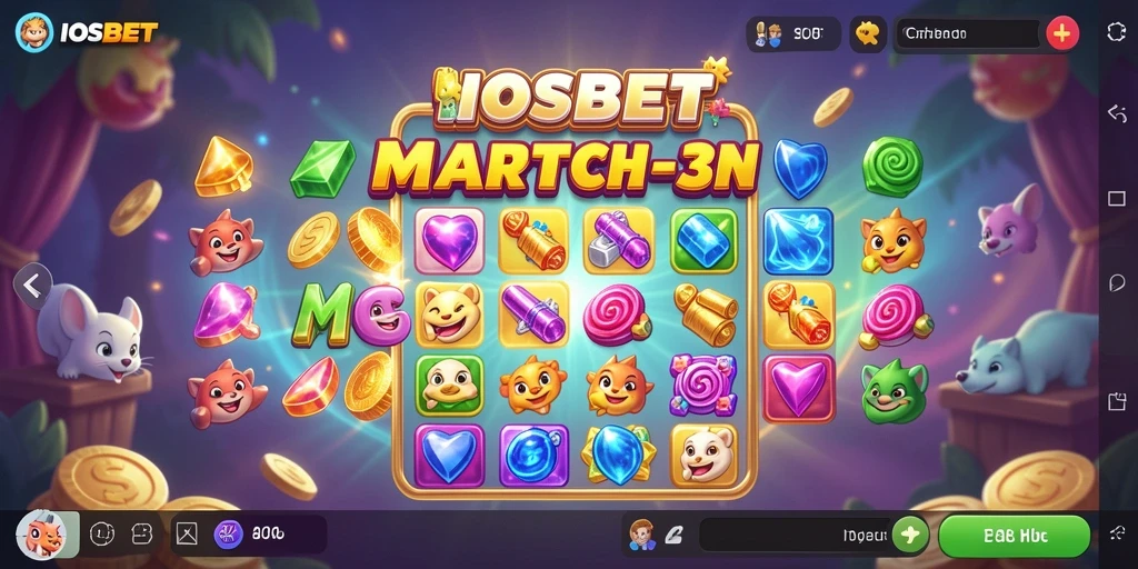 Tangkapan layar gameplay IOSBET dengan tantangan Match-3 yang menarik.