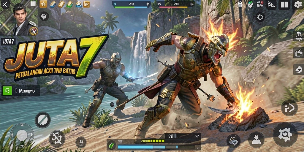 Tangkapan layar gameplay JUTA7 yang intens dan mendebarkan.