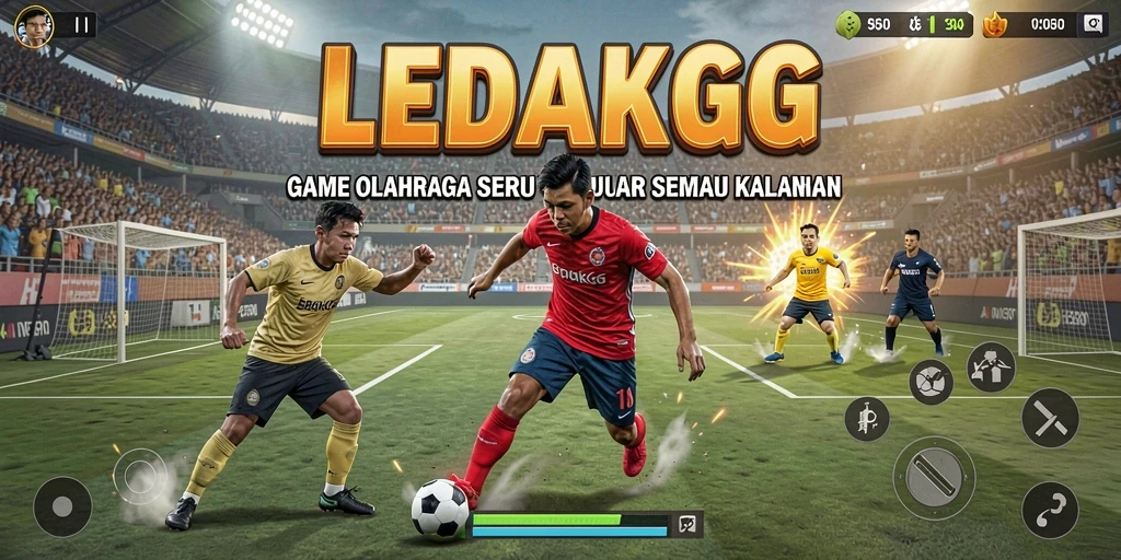 Tangkapan layar LEDAKGG menampilkan aksi seru saat bermain olahraga.
