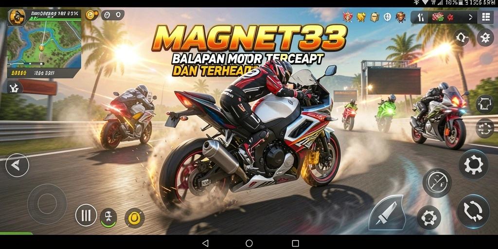 Tampilan gameplay balapan motor seru di MAGNET33.