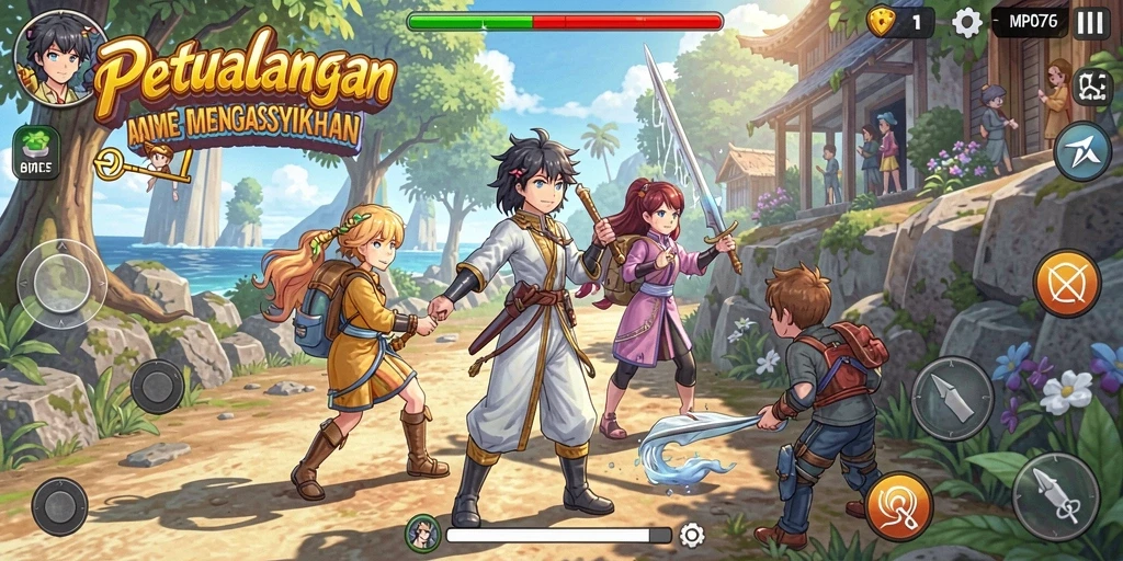 Tampilan gameplay MPO76 yang penuh aksi dan karakter menarik.