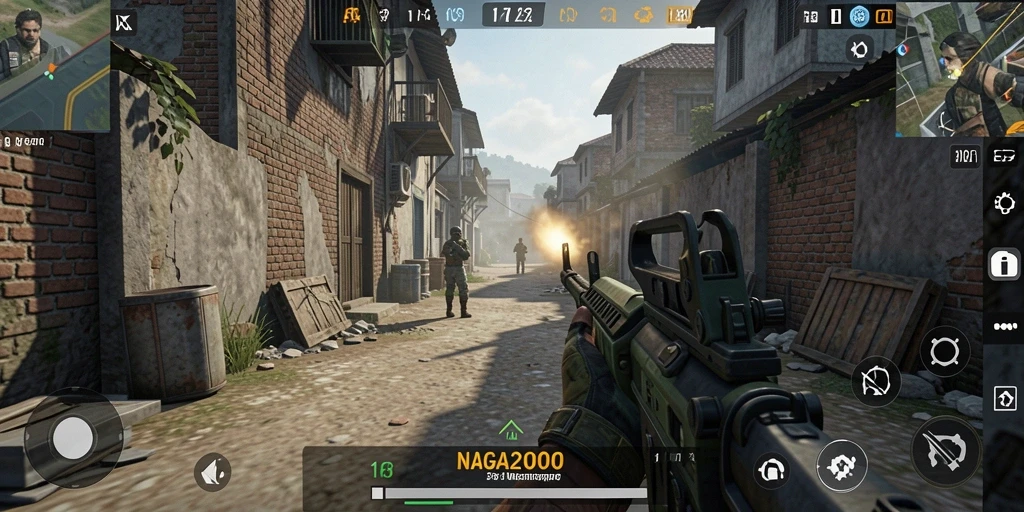 Tampilan gameplay seru dari NAGA2000 dengan aksi tembak-menembak intens.