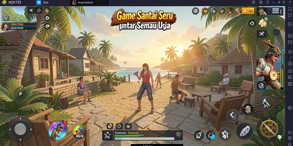 Tangkapan layar gameplay NOX123 yang ceria dan interaktif.