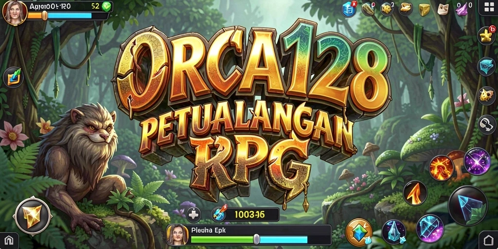Tangkapan layar gameplay ORCA128 yang menampilkan pertarungan seru di dunia RPG.