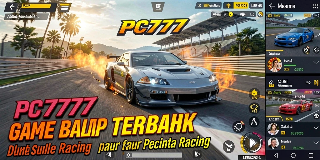 Tangkapan layar utama menampilkan aksi balapan mendebarkan di PC777.