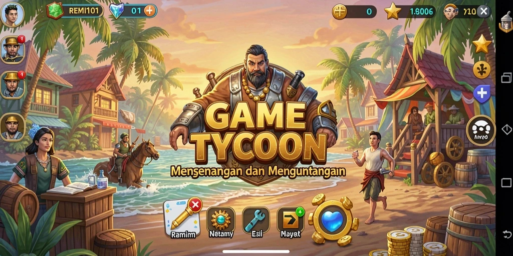 Screenshot REMI101 menampilkan pengalaman gameplay Tycoon yang seru.