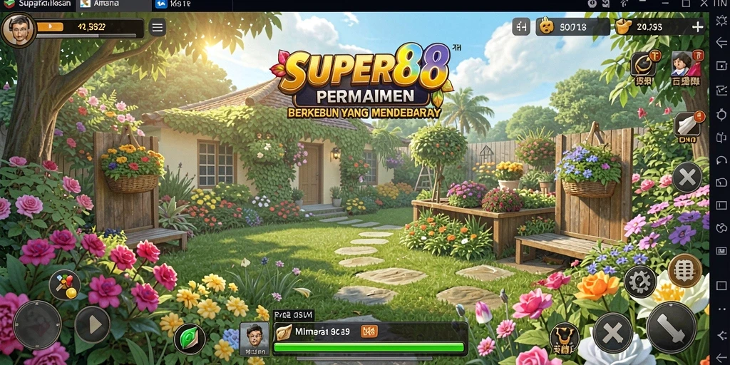 Tampilan menarik dari gameplay pertanian di SUPER88 dengan berbagai tanaman dan hewan.