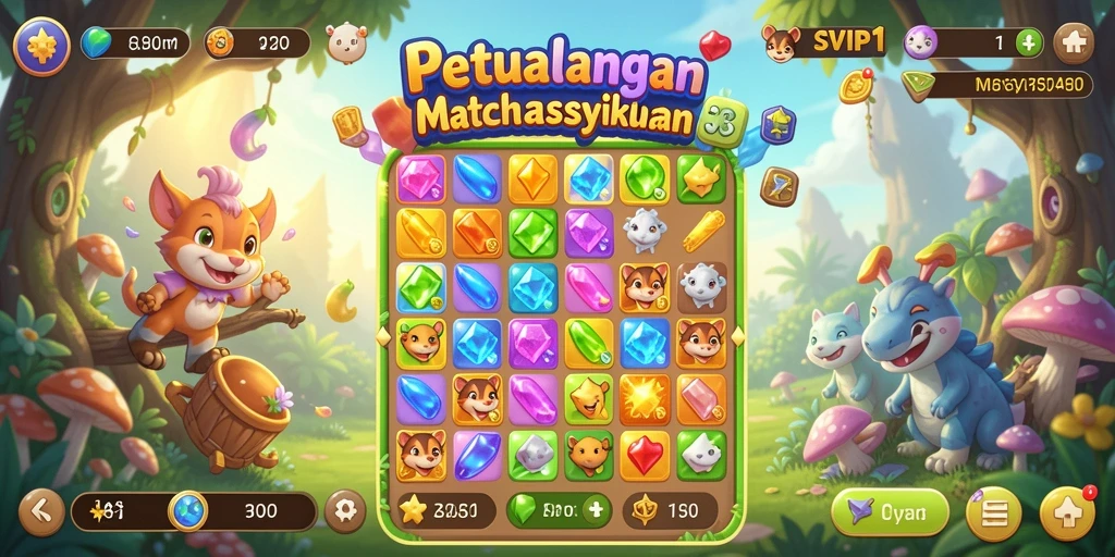 Screenshot gameplay SVIP1 menampilkan tantangan Match-3 yang seru.