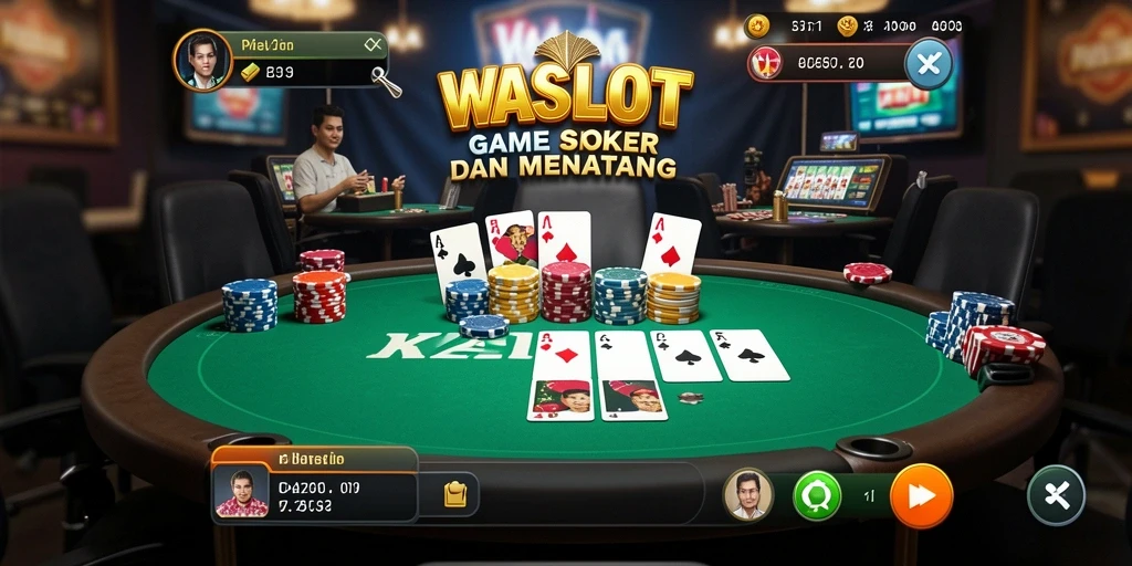 Tampilan layar permainan Poker yang menarik dan mendebarkan.